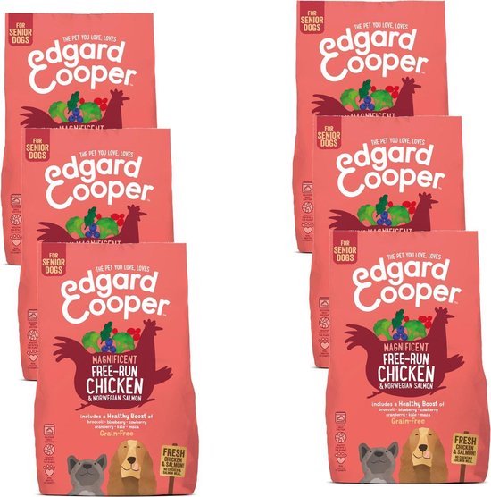 6x Edgard & Cooper kip & Zalm - Voor senior honden - Hondenvoer - 700g