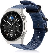 Strap-it Nylon gesp bandje - geschikt voor Huawei Watch GT / GT 2 / GT 3 / GT 3 Pro 46mm / GT 2 Pro / GT Runner / Watch 3 - Pro - blauw
