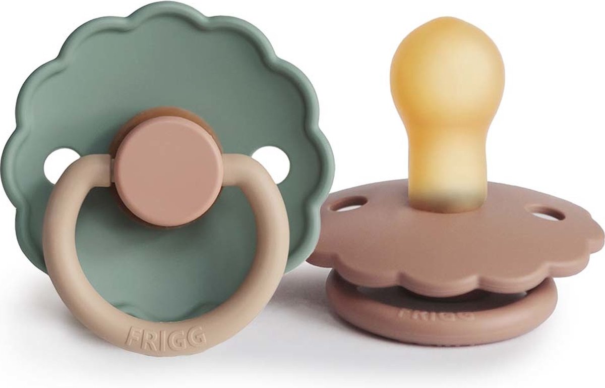 FRIGG DAISY Fopspeen 2-pack LATEX - Rose Gold/Willow 0-6M FRIGG DAISY Fopspeen 2-pack LATEX - Rose Gold/Willow 0-6M