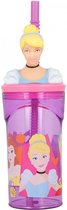 Drinkfles voor meisjes - Waterfles - 360ml - Met 3D Prinses - Paars