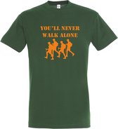 T-shirt You'll never walk alone |Wandelvierdaagse | vierdaagse Nijmegen | Roze woensdag | Groen | maat XS