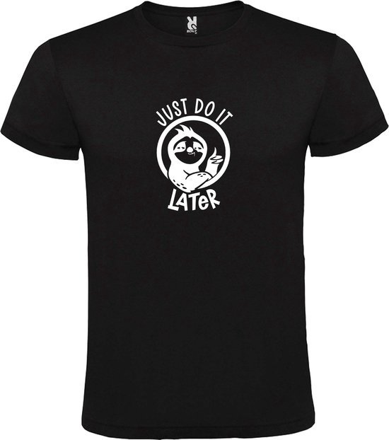 Zwart T shirt met print van " Just Do It Later " print Wit size M