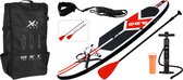 XQMax SUP Board - Opblaasbaar Paddle Board - Complete Set R- Met Pomp / Draagtas / Verstelbare Peddel / Enkelkoord / Reparatiekit - Max. 150KG - 320x76cm - Rood