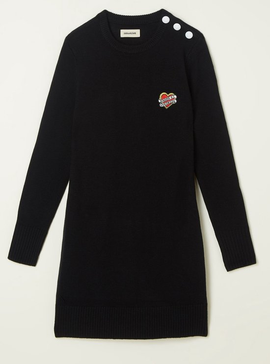 Zadig&Voltaire Kids Trui-jurk met ronde hals in kasjmierblend - Zwart - Maat 164