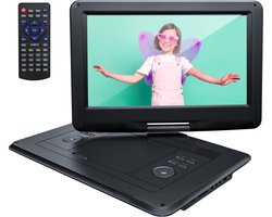 YOTON YD155 Draagbare DVD-Speler Auto - 15,5" Draaibaar HD-Scherm - Accu - 4-6 Uur Speeltijd - Voor SD-kaart/USB/Sync TV - Zwart