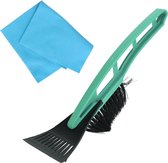 Vitres de voiture robustes Grattoir à glace avec brosse vert 31 cm avec chiffon anti-buée - Trucs de gel d'hiver