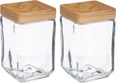 2x pcs boîtes de conservation/bocaux de conservation 1,7L verre avec couvercle en bois - 1700 ml - Bocaux de conservation de conservation avec fermeture hermétique
