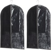 Set van 2x stuks kleding/beschermhoes zwart 100 cm inclusief kledinghangers - Kledingzak met klerenhangers