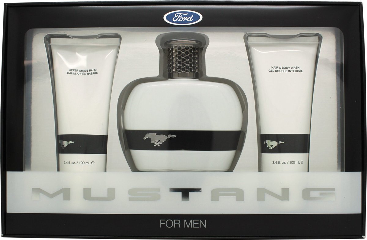 Ford Mustang White Giftset met 100ml EDT, 100ml After Shave Balsem en 100ml Douchegel
