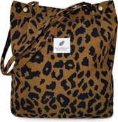 Shopper / Tote Bag - Leopard / Luipaard Corduroy | 37 x 28 x 11 cm | Katoen