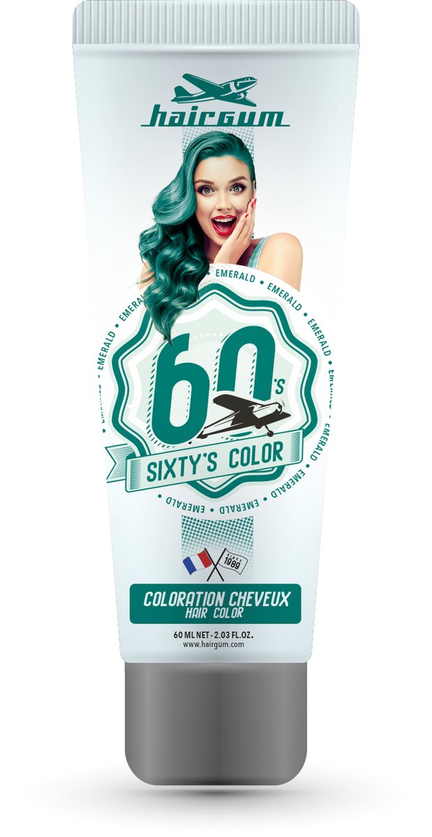 Semi-permanent Colourant Hairgum Sixty's Color Emerald Green (60 ml)