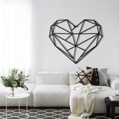 Wanddecoratie |  Geometrisch Hart / Geometric Heart| Metal - Wall Art | Muurdecoratie | Woonkamer |Zwart| 61x51cm