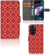 Smartphone Hoesje Motorola Edge 30 Pro Wallet Book Case Batik Red