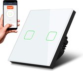 Maclean - Schakelaar Slimme WiFi 2-voudige Touch Light Switch compatibel met Tuya APP Wandschakelaar Glazen schakelaar met kleurwijziging LED