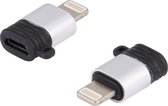 Micro-USB naar Lightning Adapter - Aluminium Design - Micro USB B (Female) naar Apple Lightning (Male) Phreeze™ Converter - Ondersteunt 2.4A snelladen en 480 Mbps data overdracht - Met Sleutelhanger - Zilver