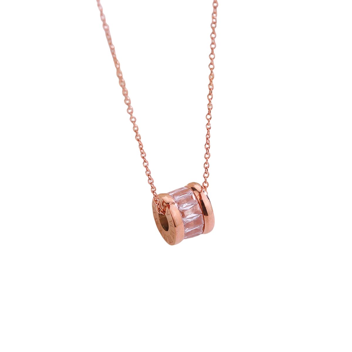 Rosegouden ketting met ring en zirkonia kristallen - Halsketting rosegoud met Geschenkverpakking- Sophie Siero - Dames Sieraden