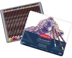 Derwent Coloursoft Kleurotloden in Blik - Set van 24 Lichtechte Potloden