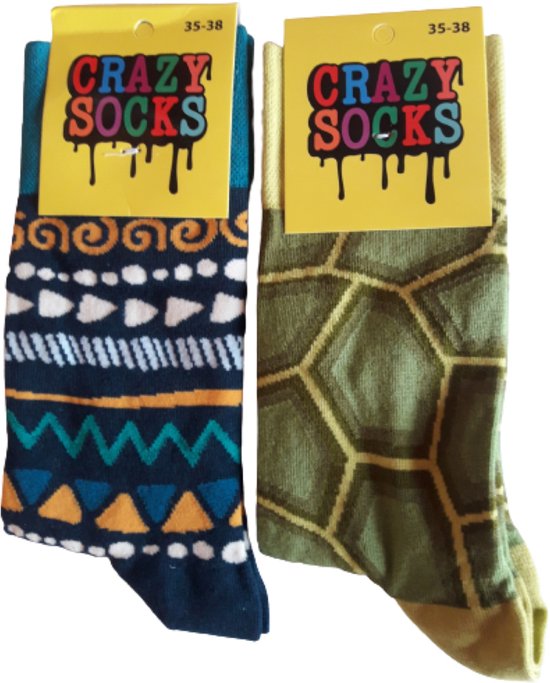 Gekke sokken - Crazy socks - 2 paar - Maat 35/38