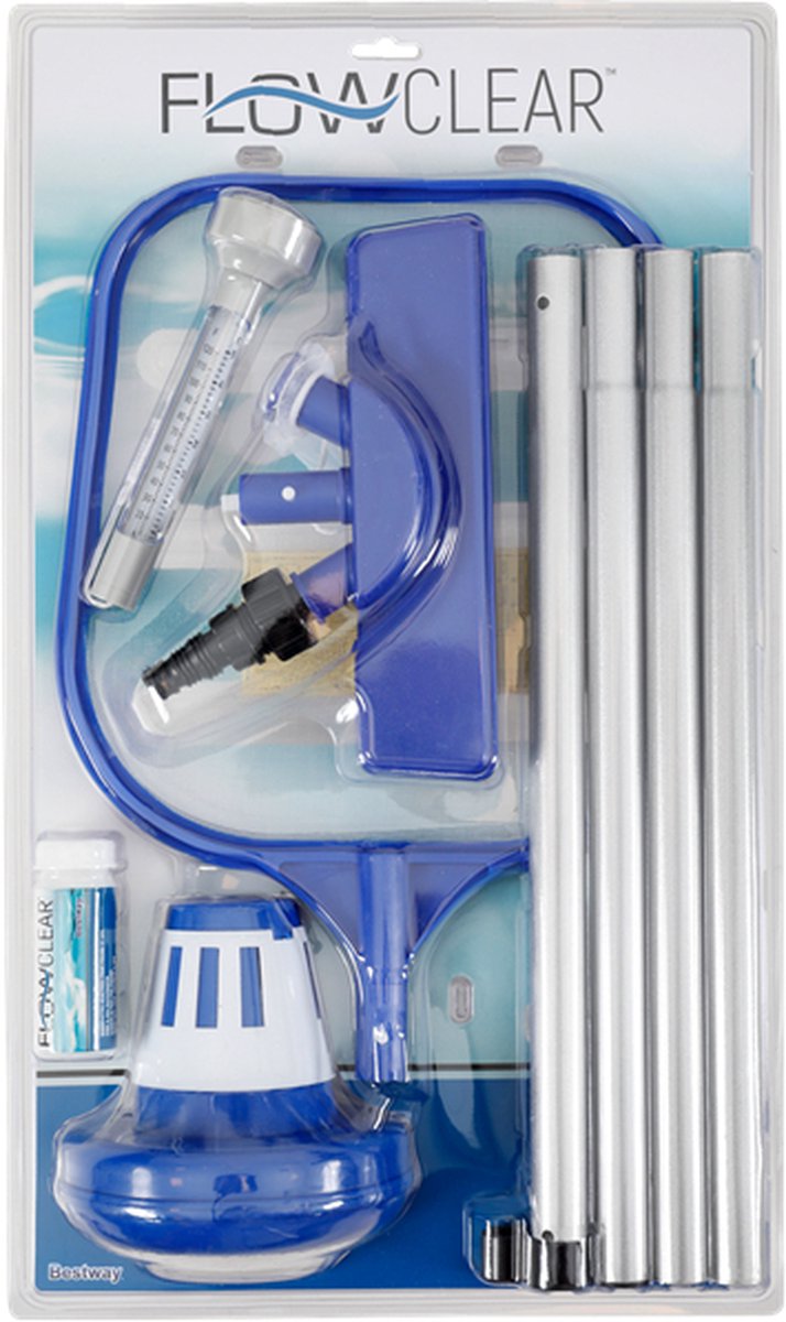 Kit De Nettoyage De Piscine 4 En 1 – Poteau Réglable, Brosse, écumoire Et Filet – Entretien Facile De Votre Piscine
