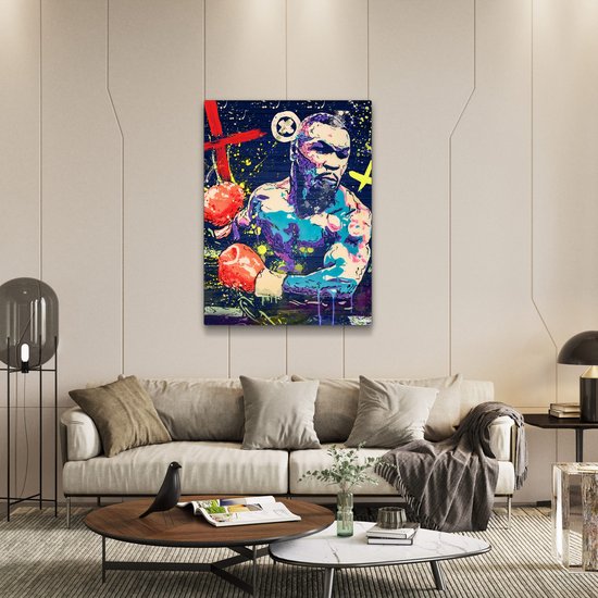 Luxe Canvas Schilderij Mike Tyson | 60x90 | Woonkamer | Slaapkamer | Kantoor | Muziek | Design | Art | Modern | ** 4CM DIK! 3D EFFECT**