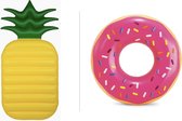 Luchtbed OUT OF THE BLUE ananas + donut zwemband INTEX