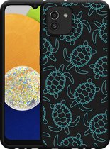 Hoesje Zwart Geschikt voor Samsung Galaxy A03 Schildpadjes
