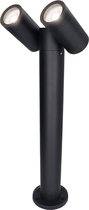 Aspen double LED sokkellamp 45cm - Kantelbaar - incl. 2x GU10 - 6000K Daglicht wit- IP65- Zwart - Buitenlamp geschikt als padverlichting