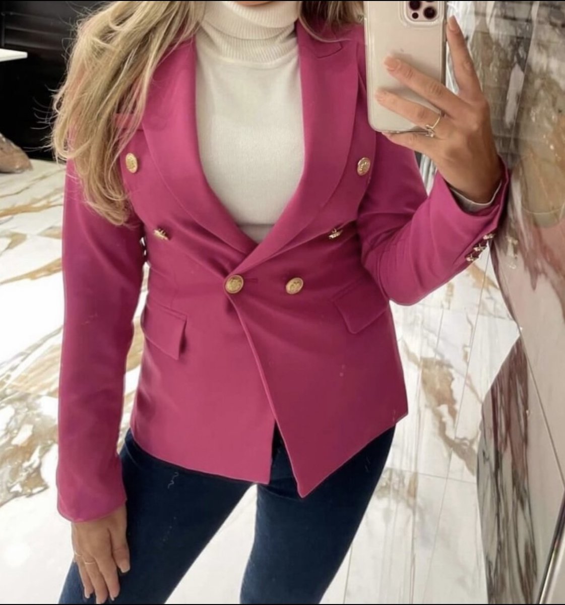 Dames Blazer donker roze maat 40 polyester