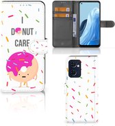 Smartphone Hoesje OPPO Find X5 Lite | Reno 7 5G Bookcase met Quotes Donut Cadeautjes voor Meisjes