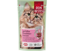 Dein Bestes KattenSnack, Gevulde Knabbelkussentjes voor Huid & Vacht, 50 g