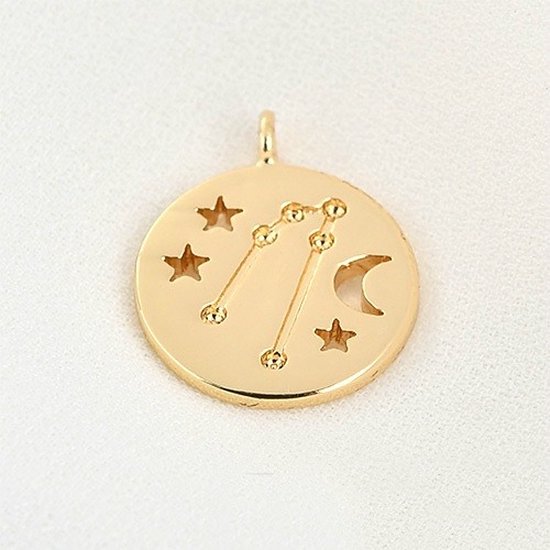 Sterrenbeeld 14k Vergulde hanger - Constellation 14k Gold Plated Pendant - Taurus/Stier
