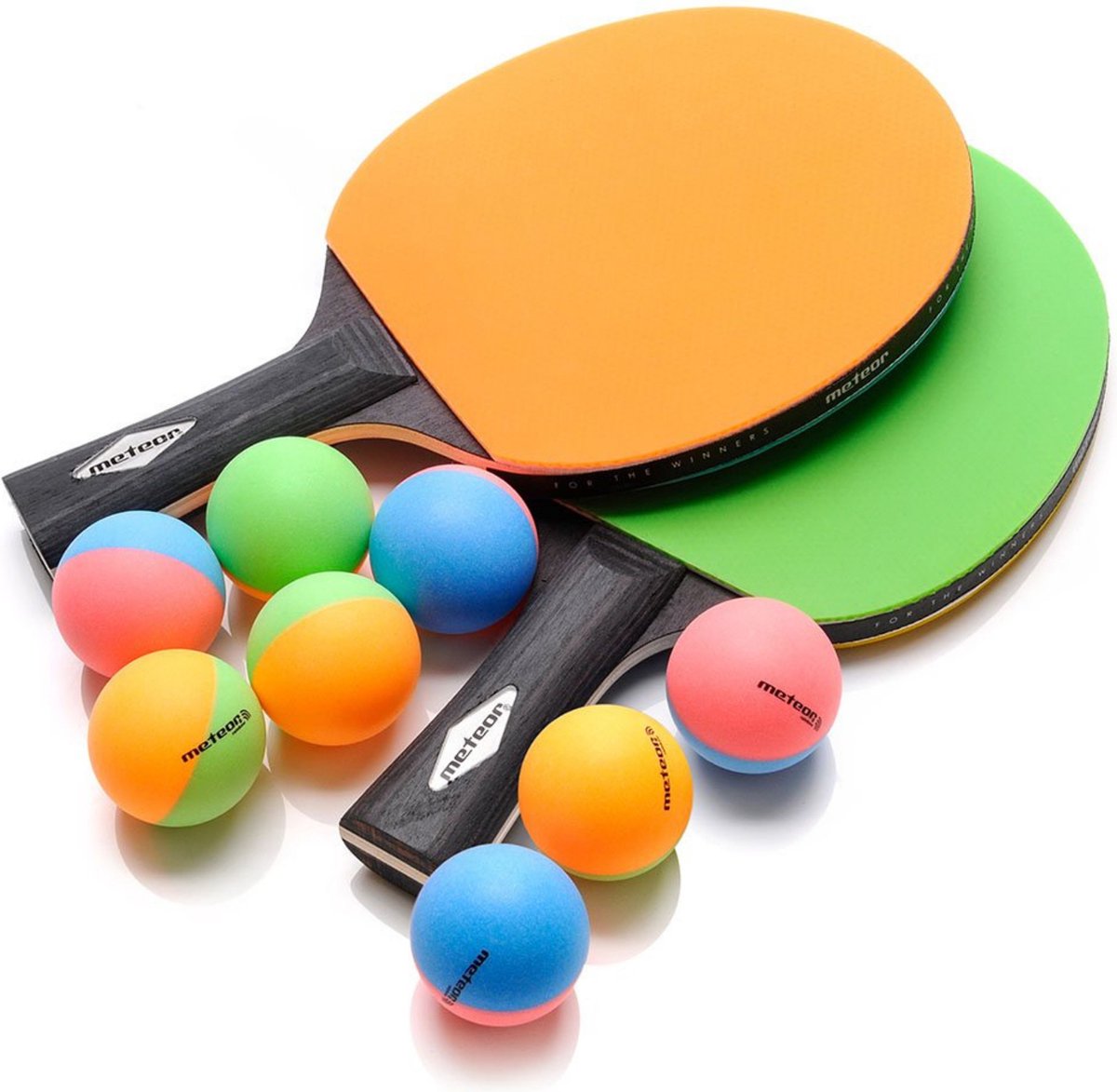 Tafeltennis Pingpong Batjes Set Pingpongballen Pingpongtafel - Tafeltennisset - Gekleurd - Inclusief 8 ballen