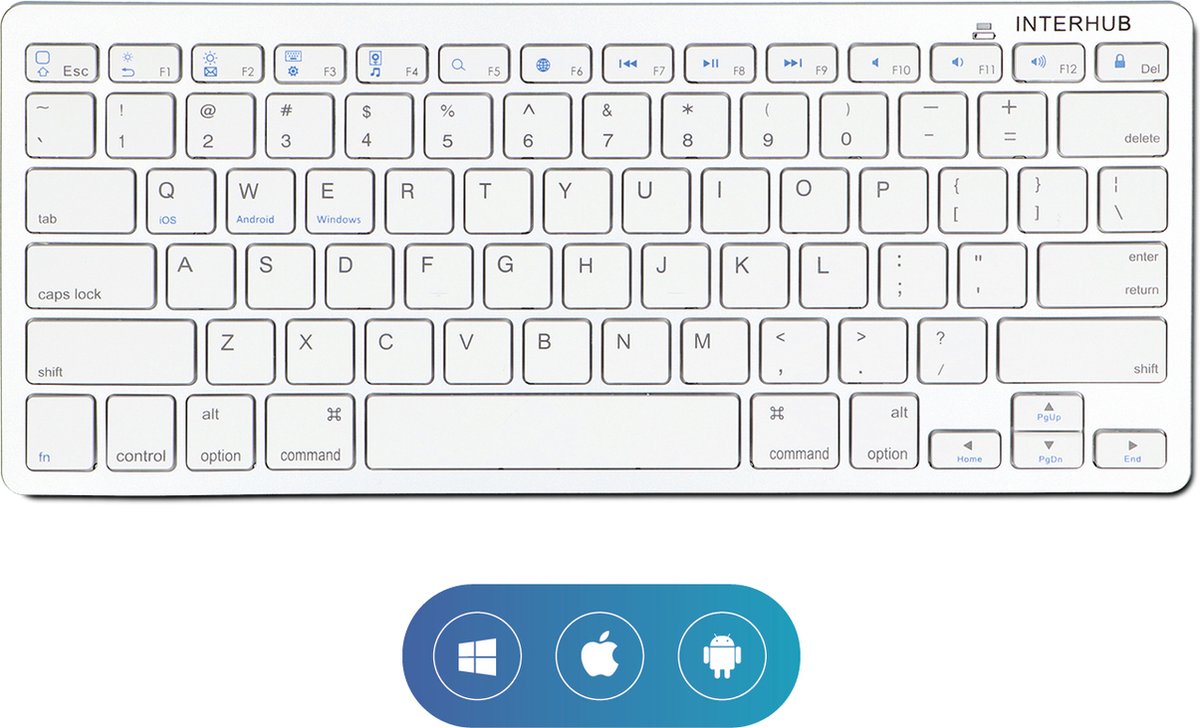 Draadloos Bluetooth Toetsenbord - Wireless Keyboard - Ergonomisch Design met stille toetsen - Wit - Premium Kwaliteit