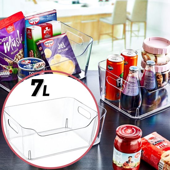 Organisateur d'armoires de cuisine emhouse Organisateur de réfrigérateur 7L 30,3x21,5x12,6 cm koelkast conteneurs boîte de rangement Transparent