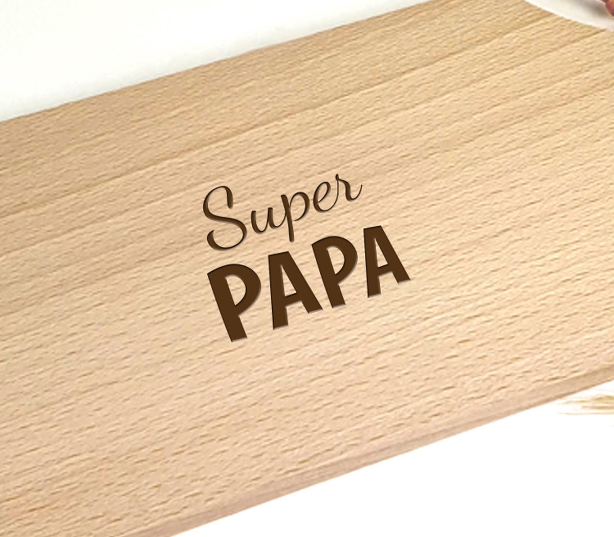 Tapasplankje hout - Serveerplankje - Vaderdagcadeau - 290 x 120 x 8 mm - Cadeau voor papa - Super Papa - Cadeau papa - Vaderdag - Serveerplank - Tapasplank - Cadeau vaderdag