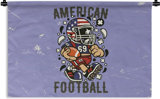 Wandkleed - Wanddoek - Voetbal - Amerika - Vintage - 150x100 cm - Wandtapijt