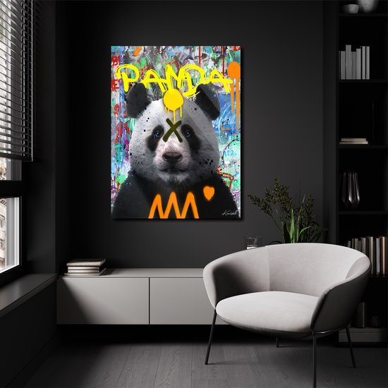 Luxe Canvas Schilderij Panda | 40x60 | Woonkamer | Slaapkamer | Kantoor | Muziek | Design | Art | Modern | ** 4CM DIK! 3D EFFECT**