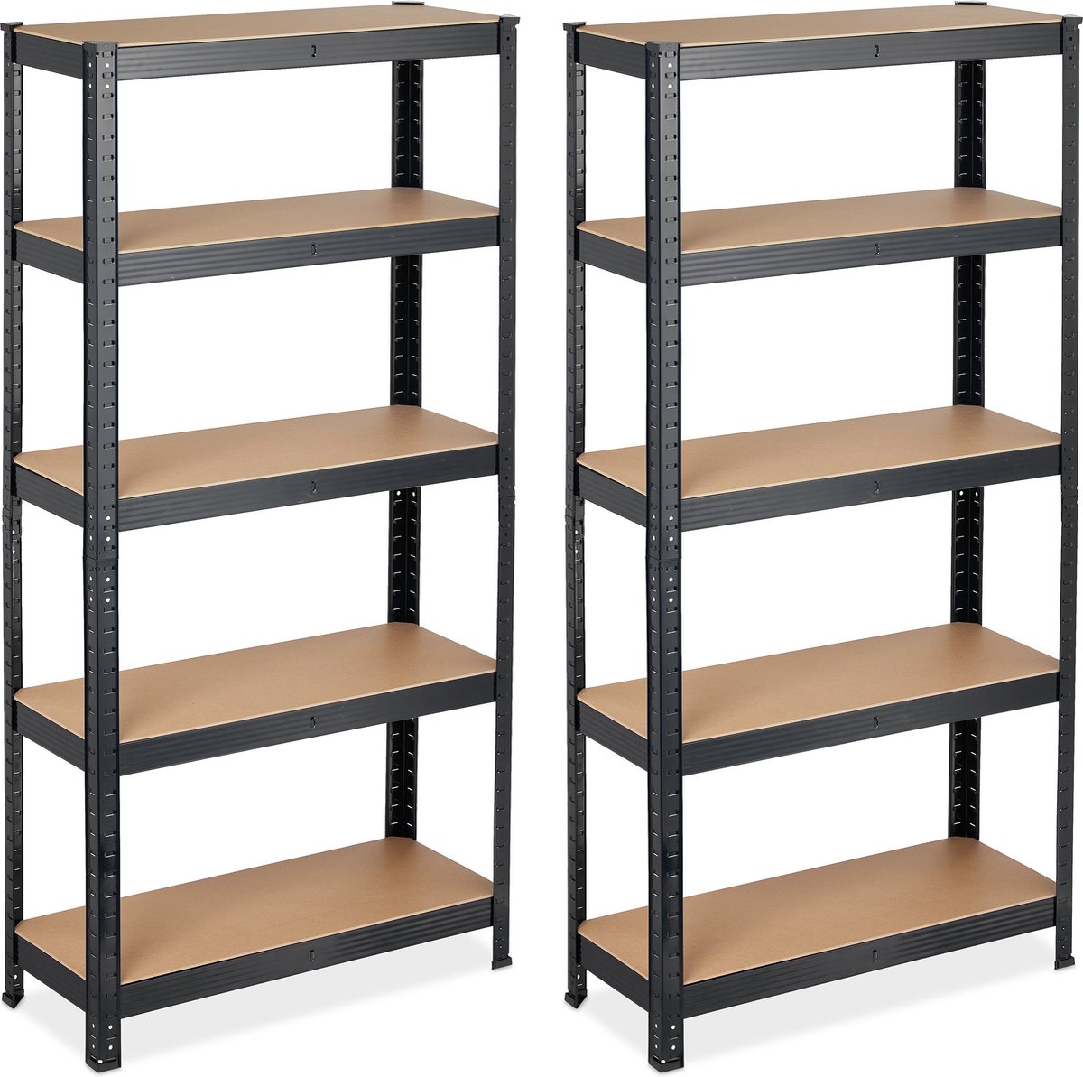 Relaxdays 2x stellingkast metaal - tot 875 kg - 5 etages - legbordstelling - opbergrek