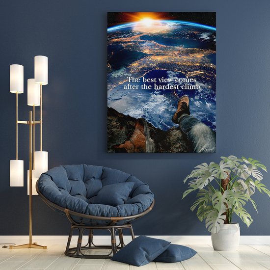 Luxe Canvas Schilderij Hardest Climb | 60x90 | Woonkamer | Slaapkamer | Kantoor | Muziek | Design | Art | Modern | ** 4CM DIK! 3D EFFECT**