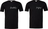T-shirt set koppel goals-Hubby en Wifey-Zwart-korte mouwen-Maat M