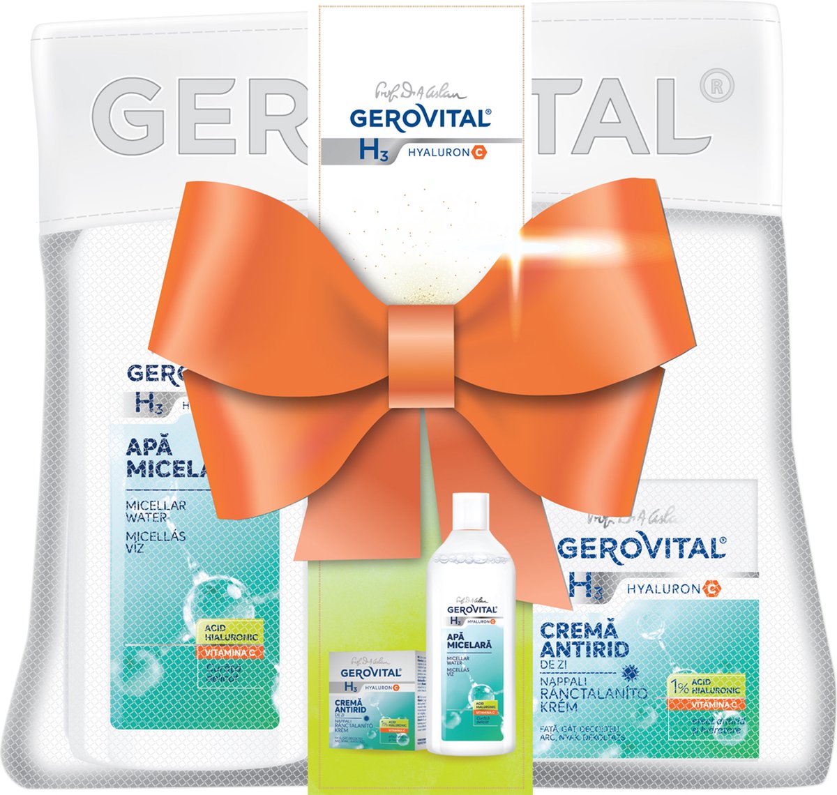 Anti-wrinkle cream day care + Micellar Water | Gift Pack | Gerovital H3 Hyaluron C - 50 ml | 400 ml