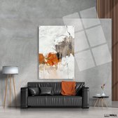 Luxe Plexiglas Schilderij Abstract White & Orange | 75x100 | Woonkamer | Slaapkamer | Kantoor | Muziek | Design | Art | Modern | ** 5MM DIK**