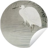 Tuincirkel Great egret - schilderij van Ohara Koson - 60x60 cm - Ronde Tuinposter - Buiten