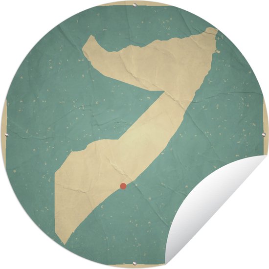 Tuincirkel Een illustratie van Somalië op een oud papier - 60x60 cm - Ronde Tuinposter - Buiten