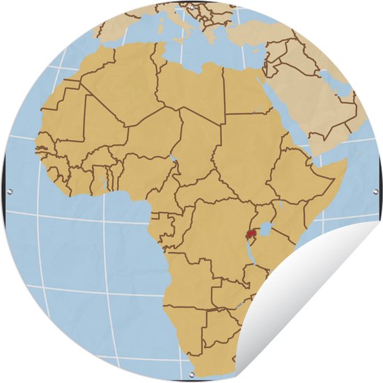 Tuincirkel tekening van een kaart met Rwanda in Afrika - 60x60 cm ...