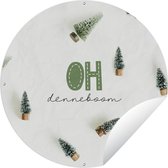 Tuincirkel Winter - Kerst - Dennenboom - 60x60 cm - Ronde Tuinposter - Buiten