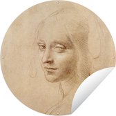Tuincirkel Schets - Leonardo da Vinci - 60x60 cm - Ronde Tuinposter - Buiten