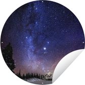 Garden Circle Starry Sky - Neige - Berg - 120x120 cm - Affiche de Jardin Ronde - Extérieur - XXL