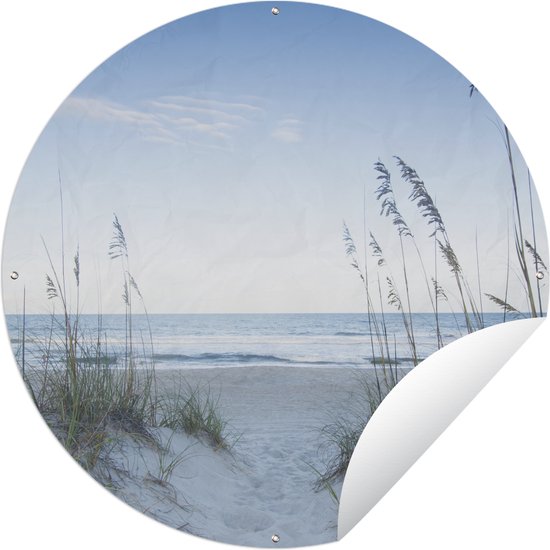 Tuincirkel Helmgras groeit in het zand op de duinen - 90x90 cm - Ronde Tuinposter - Buiten