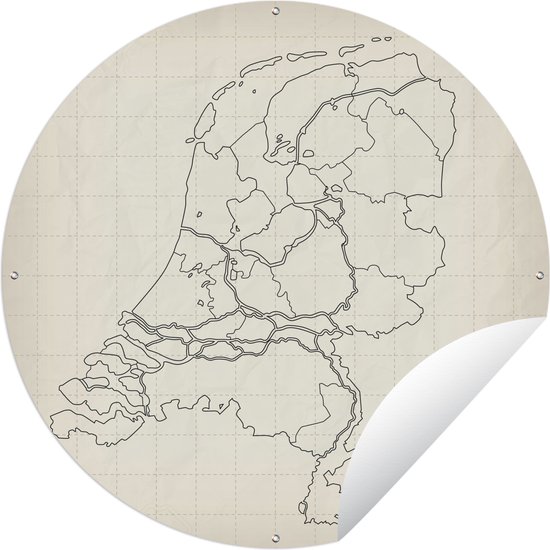 Tuincirkel Illustratie van een oude kaart van Nederland - 90x90 cm - Ronde Tuinposter - Buiten